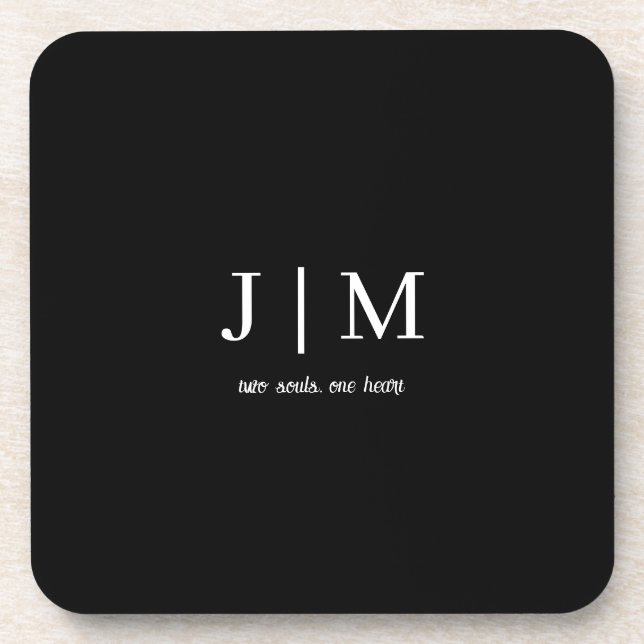 Black and White Wedding Customizable Text Beverage Coaster (Front)