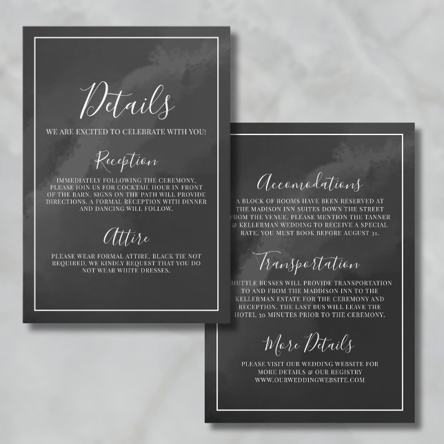 Black And White Wedding Details Enclosure Card (Minimalist Black And White Wedding Details Enclosure Card)