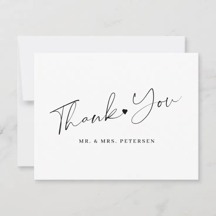 Black and white wedding elegant script thank you card | Zazzle