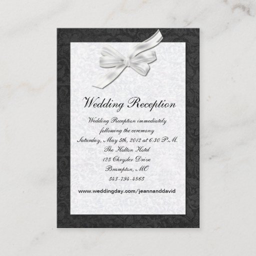Customizable Black and White Wedding Enclosure Card Business Cards