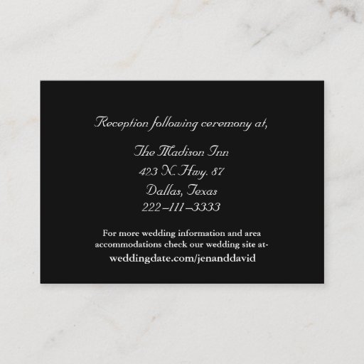 Customizable Black and White Wedding enclosure cards Business Card Template