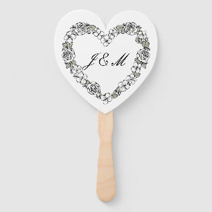 Black and white wedding fan floral heart