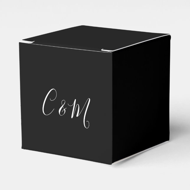 Black and White Wedding Favor Box (Front Side)