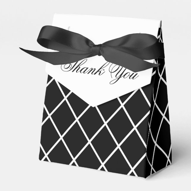 Black and White Wedding Favor Boxes  (Front Side)