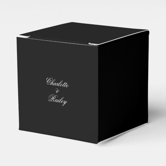 Black and White Wedding Favor Boxes (Front Side)