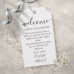 Black And White Wedding Favor Welcome Basket Bag Gift Tags<br><div class="desc">Featuring signature style names,  this elegant black and white tag can be personalized with your special thank you information in chic lettering. Designed by Thisisnotme©</div>