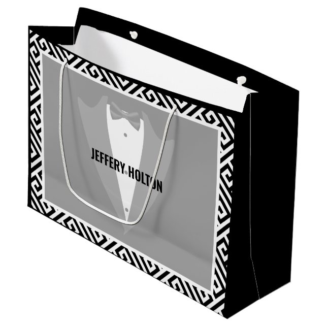 Black and white Wedding Gift Bag (Front Angled)