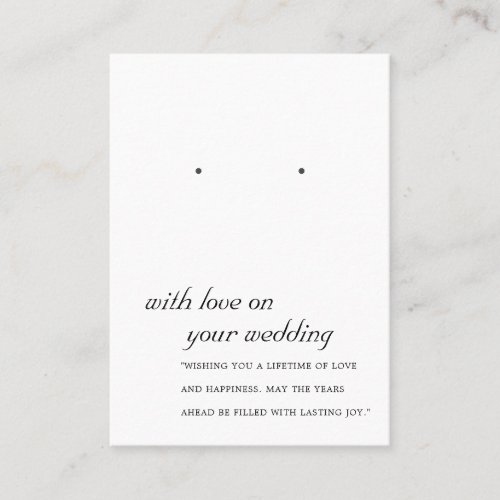 BLACK AND WHITE WEDDING GIFT EARRING DISPLAY CARD