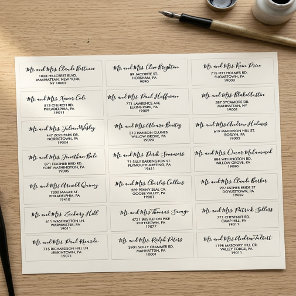 Black and White Wedding Guest Address Label