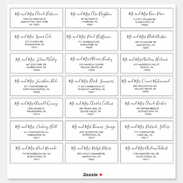Black and White Wedding Guest Address Label | Zazzle