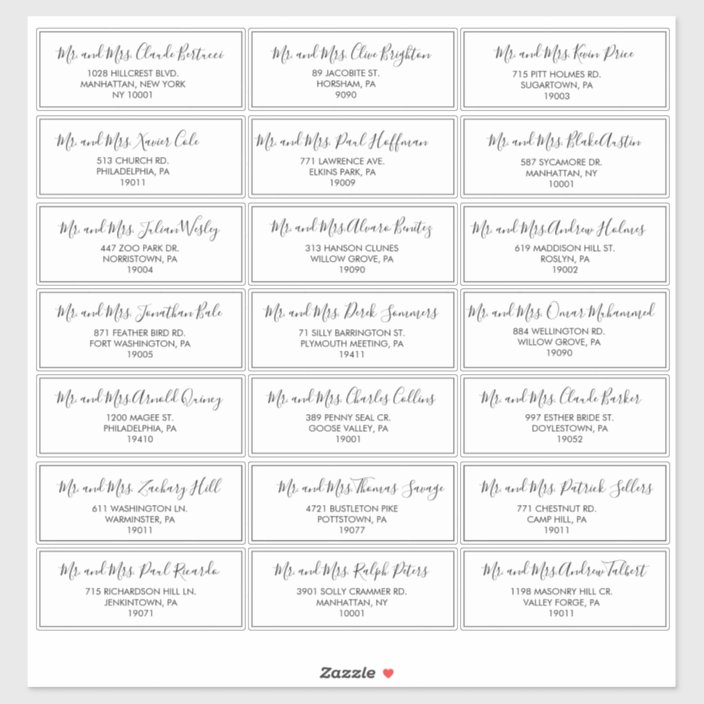 Black and White Wedding Guest Address Label | Zazzle.com