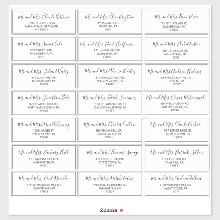 Black and White Wedding Guest Address Label | Zazzle