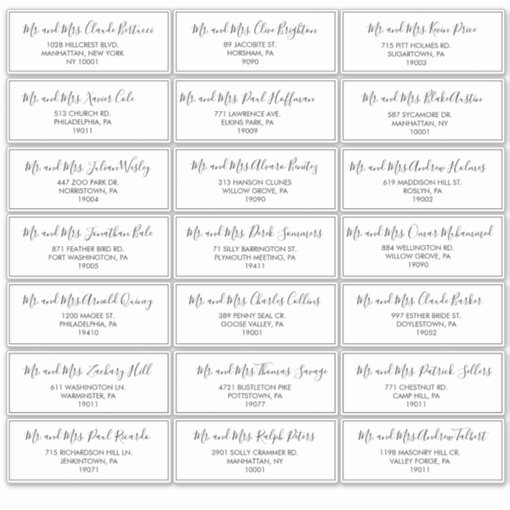 Black and White Wedding Guest Address Label | Zazzle