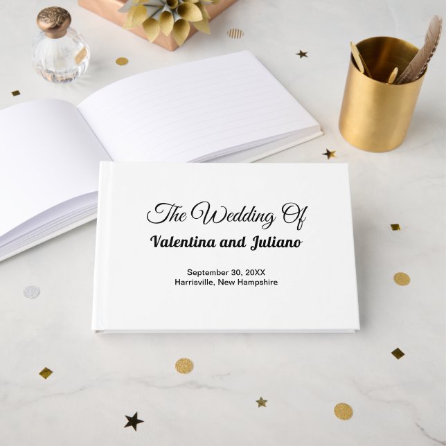 Black and White Wedding Guest Book (Front Open)