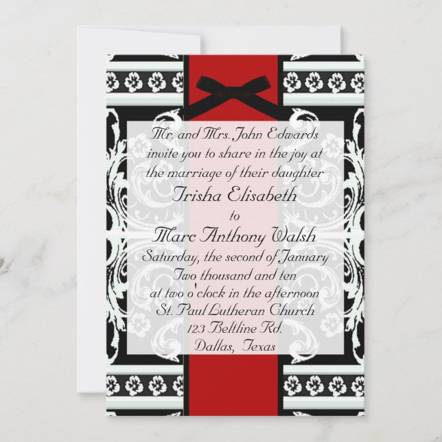 Black and White Wedding Invitation (Front)