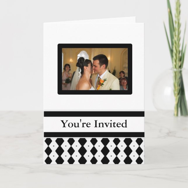 Black and White Wedding Invitation (Front)