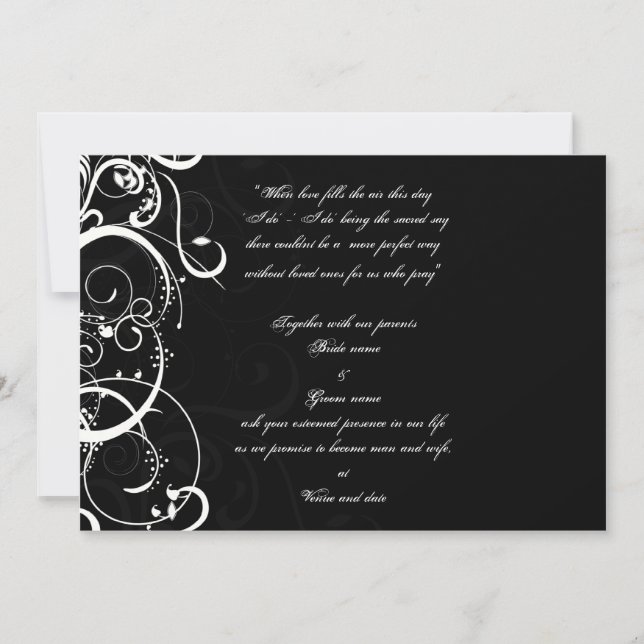 Black and white wedding invitation (Front)