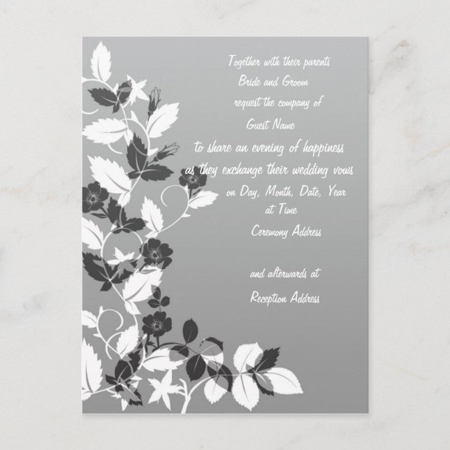 Black and White Wedding Invitation (Front)