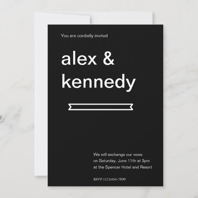 Black and White Wedding Invitation (Front)