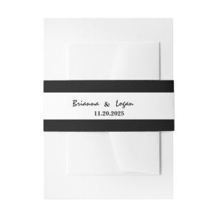 Black and White Wedding Invitation Belly Bands Invitation Belly Band