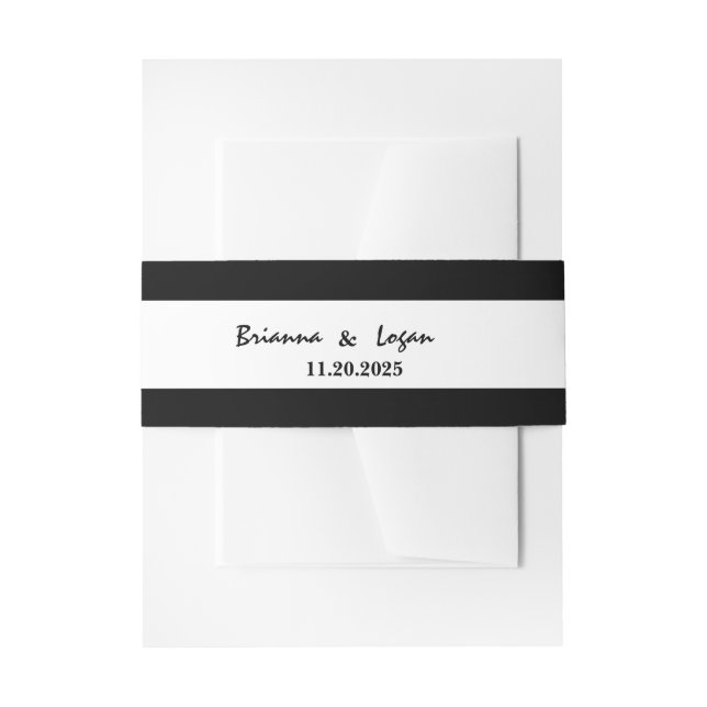 Black and White Wedding Invitation Belly Bands Invitation Belly Band (Front Example)