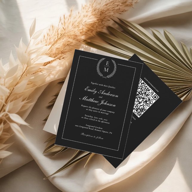 Black And White Wedding Invitation QR Code (Creator Uploaded)