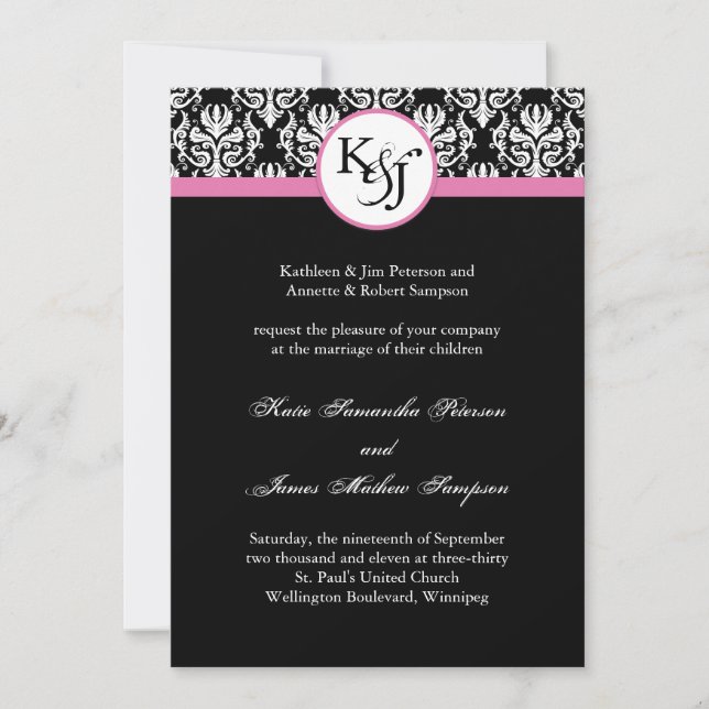 Black and White Wedding Invitation Template (Front)