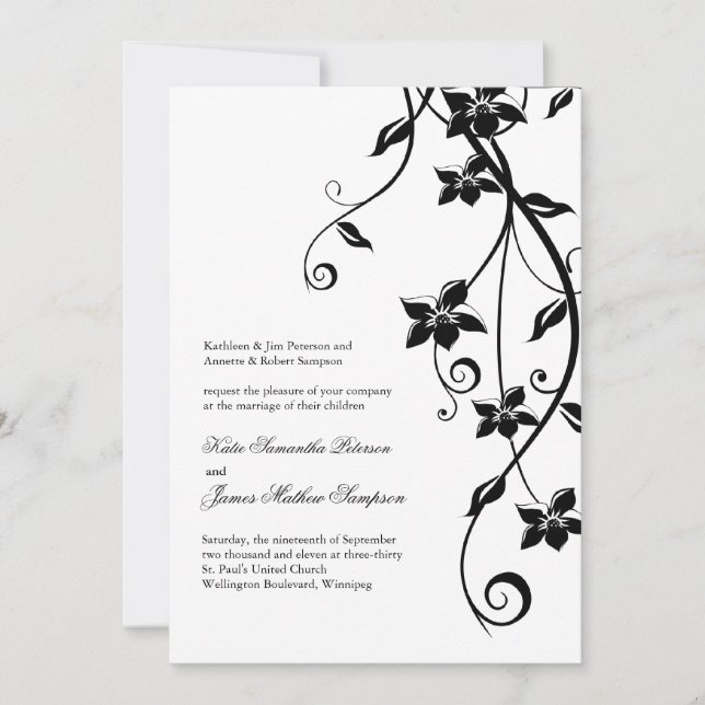 Black and White Wedding Invitations (Front)