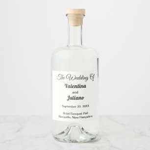 Black and White Wedding Liquor Bottle Labels