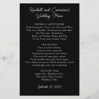 Black and White Wedding Menu Template
