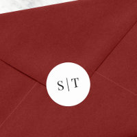 Black and White Wedding Monogram Classic Round Sticker