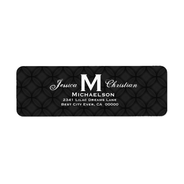 Black and White Wedding Monogram M Personalized 01 Label (Front)