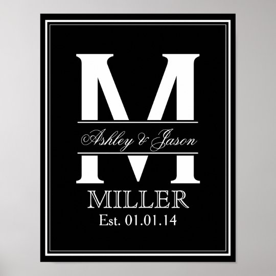 Black and White Wedding Monogram Poster | Zazzle.com