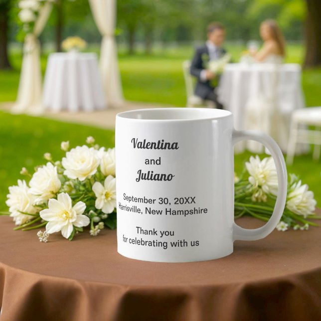Black and White Wedding Mug (Typography style black and white wedding mug)