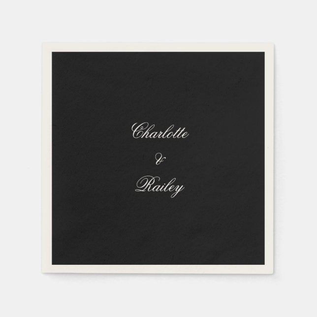 Black and White Wedding Napkins (Front)