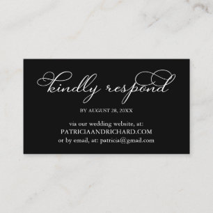 Black and White Wedding Online RSVP Business Card