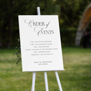 Black and White Wedding Order of Events Foam Board