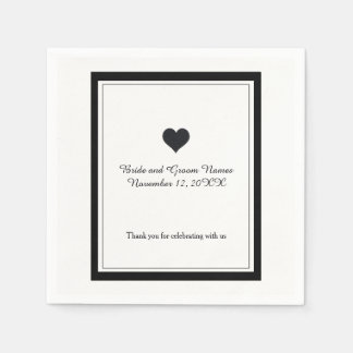 Black and White Wedding Paper Napkins