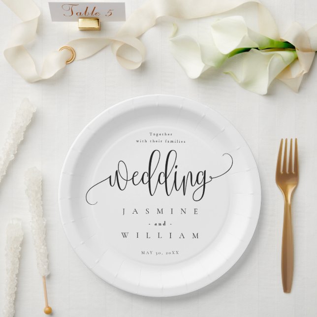 Black and White   Wedding  Paper Plates (Wedding)