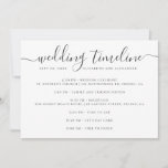 Black and white wedding party timeline script invitation