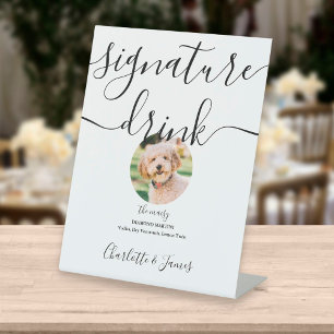 Black And White Wedding Pet Signature Drink Pedestal Sign