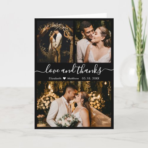 Black and White Wedding Photo Collage Thank You