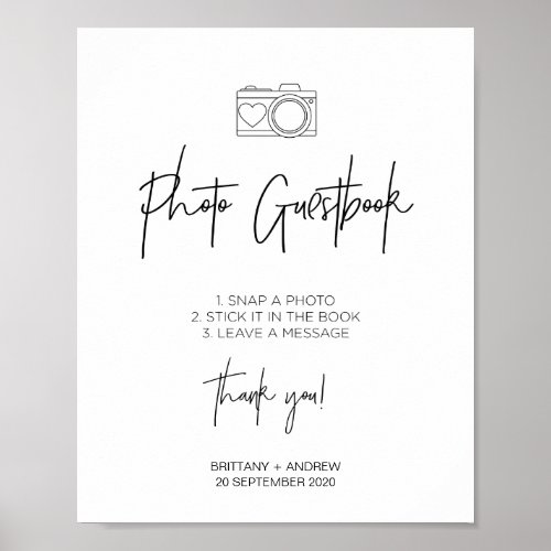 Black and White Wedding Photo Guestbook Sign