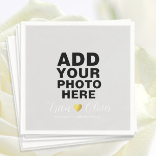 Black and White Wedding Photo Romantic Napkins