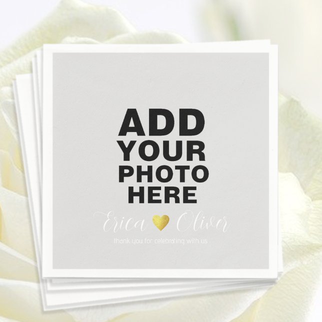Black and White Wedding Photo Romantic Napkins (Creator Uploaded)