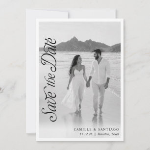 Black and White Wedding Photo Save the Date