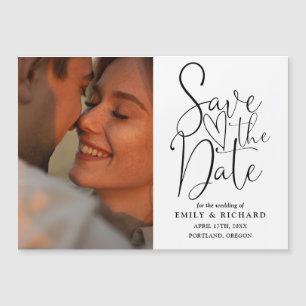 Black And White Wedding Photo Save The Date Magnetic Invitation