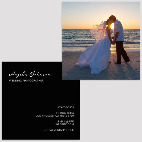 Black and White Wedding Photography Square Business Card