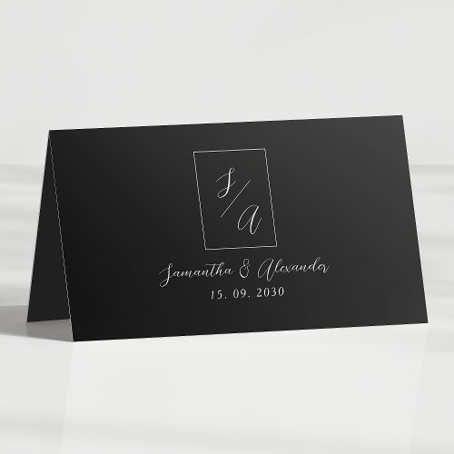 Black and White Wedding Place Card