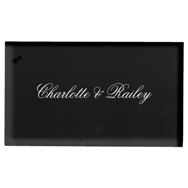 Black and White Wedding Place Card Holder (Front)
